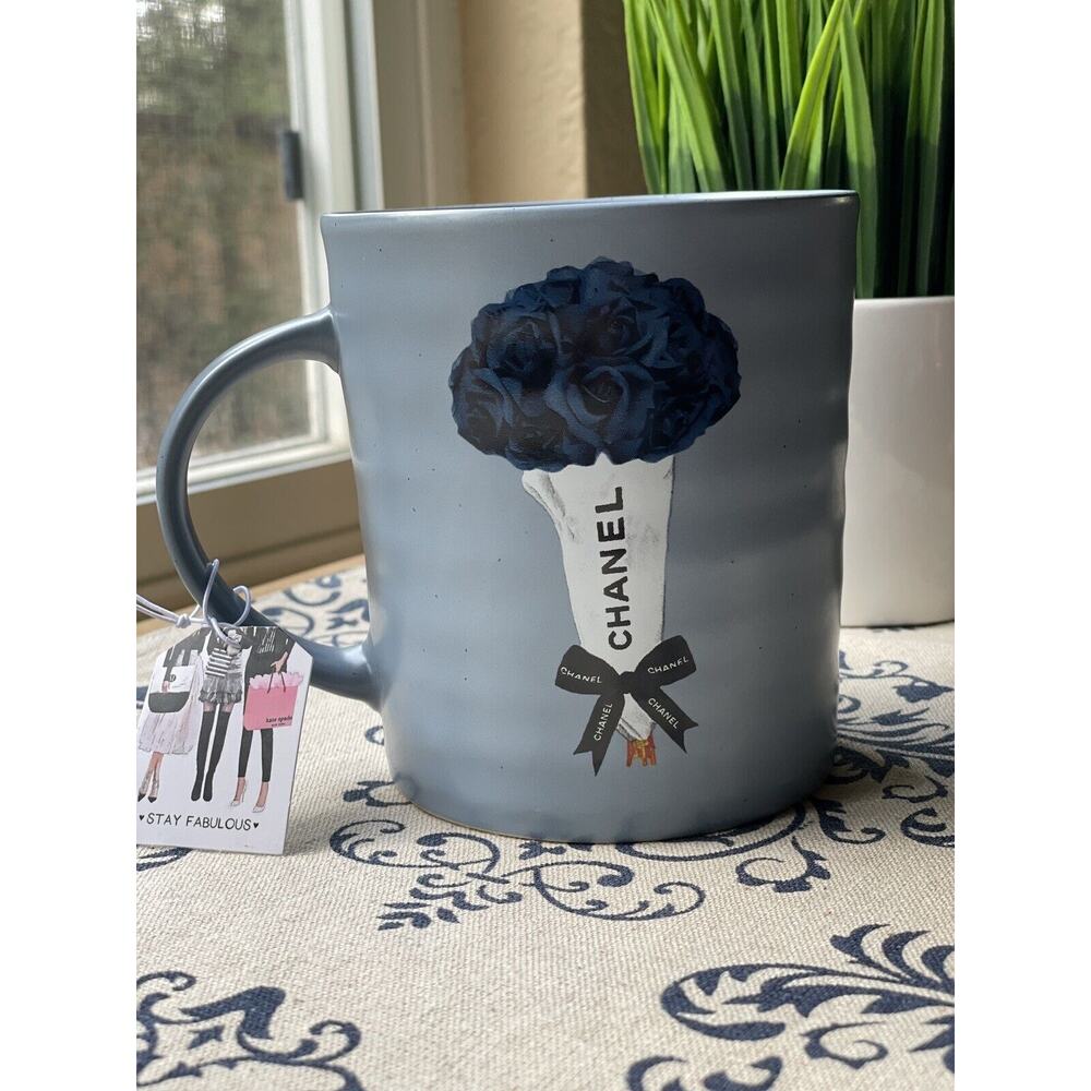 Chanel Blue Rose Bouquet Chic Amanda Greenwood Art Coffee Tea Cocoa Mug New